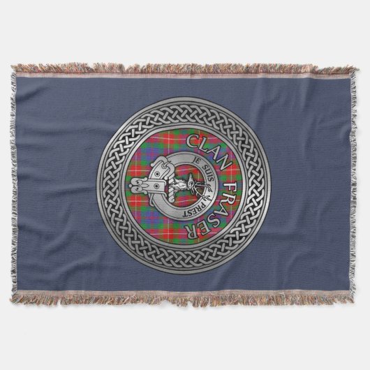 Clan Fraser Crest & Tartan Knot Throw Blanket Deken (Voorkant)