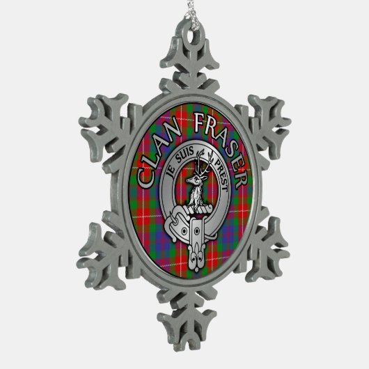 Clan Fraser Crest & Tartan Tin Sneeuwvlok Ornament (Links)