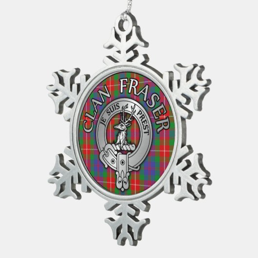 Clan Fraser Crest & Tartan Tin Sneeuwvlok Ornament (Rechts)