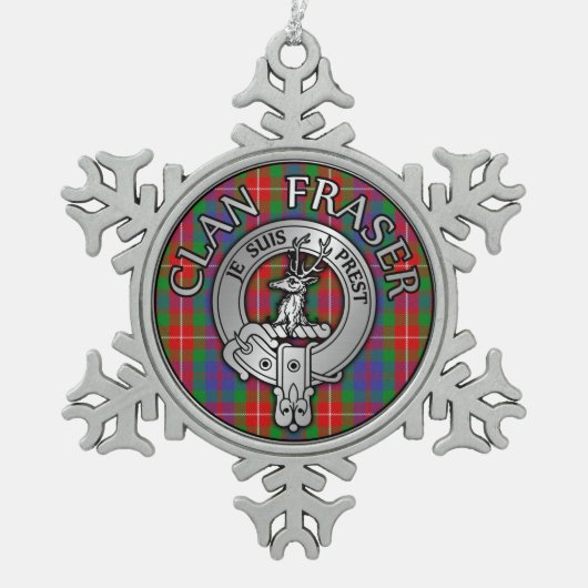 Clan Fraser Crest & Tartan Tin Sneeuwvlok Ornament (Voorkant)