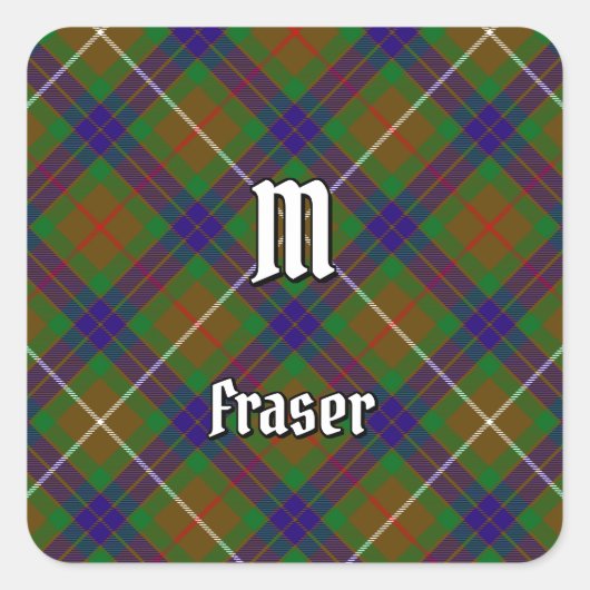 Clan Fraser Hunting Tartan Square Sticker (Voorkant)