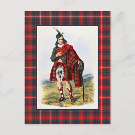 Clan Fraser  Illustratie Tartan Lijst Briefkaart (Voorkant)