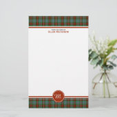 Clan Fraser Jacht Tartan Monogram Briefpapier (Staand voorkant)