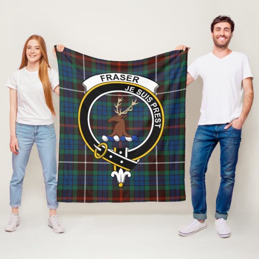 Clan Fraser jachtantenne van losse tartan geplakt Fleece Deken (In situ)