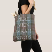 Clan Fraser jager Tartan Weathered Custom Text Tote Bag (Dichtbij)