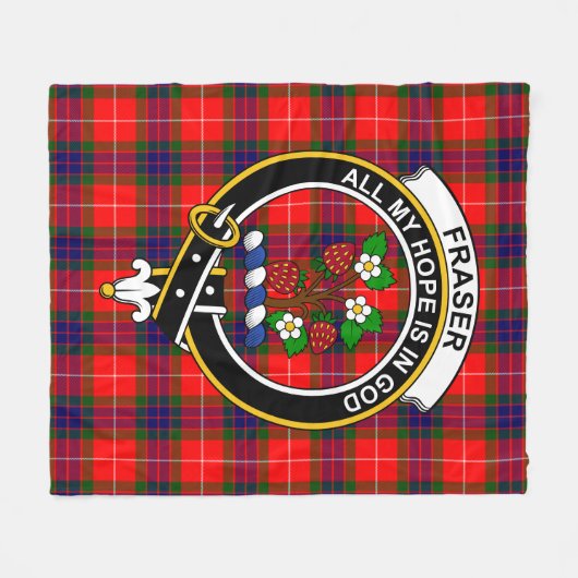 Clan Fraser Modern Clan badge Tartan Pset Fleece Deken (Voorkant (Horizontaal))