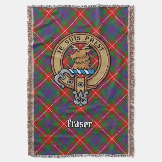 Clan Fraser of Lovat Wapen over Tartan Deken (Voorkant Verticaal)