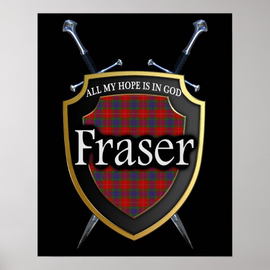 Clan Fraser Scottish Shield & Swords Poster (Voorkant)