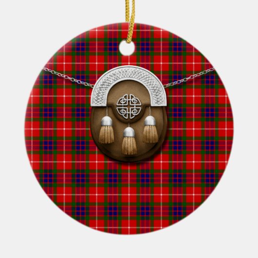 Clan Fraser Tartan en Sporran Keramisch Ornament (Voorkant)