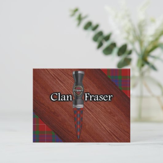 Clan Fraser Tartan Sgian Dubh Blade Briefkaart (Staand voorkant)