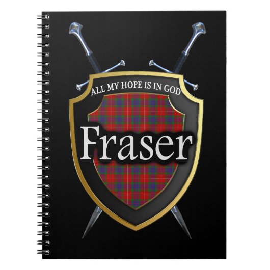 Clan Fraser Tartan Shield & Swords Notitieboek (Voorkant)