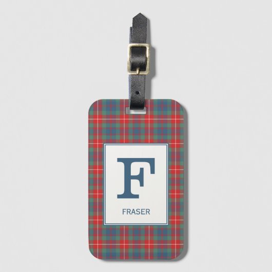 Clan Fraser van Lovat Ancient Tartan Monogrammed Bagagelabel (Voorkant (verticaal))