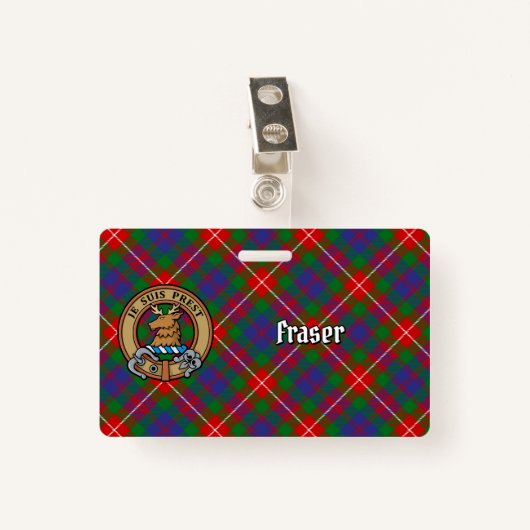 Clan Fraser van Lovat Crest over Tartan Badge (Voorkant met clip)