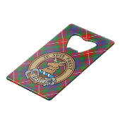 Clan Fraser van Lovat Crest over Tartan Creditkaart Flessenopener (Voorkant Gekanteld)