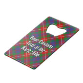Clan Fraser van Lovat Crest over Tartan Creditkaart Flessenopener (Achterkant Gekanteld)