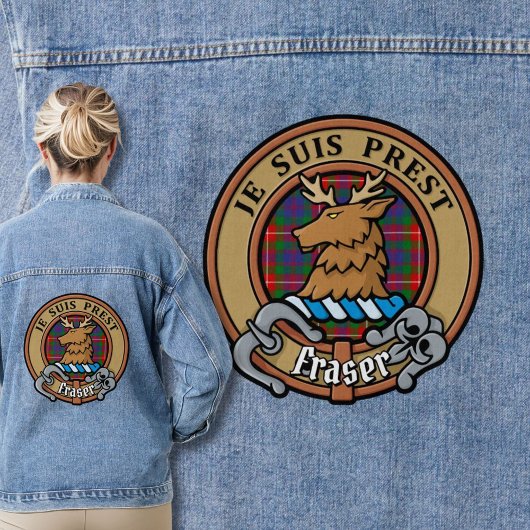 Clan Fraser van Lovat Crest over Tartan Denim Jacket