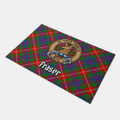 Clan Fraser van Lovat Crest over Tartan Deurmat (Schuin)