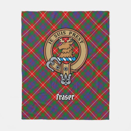Clan Fraser van Lovat Crest over Tartan Fleece Deken (Voorkant)