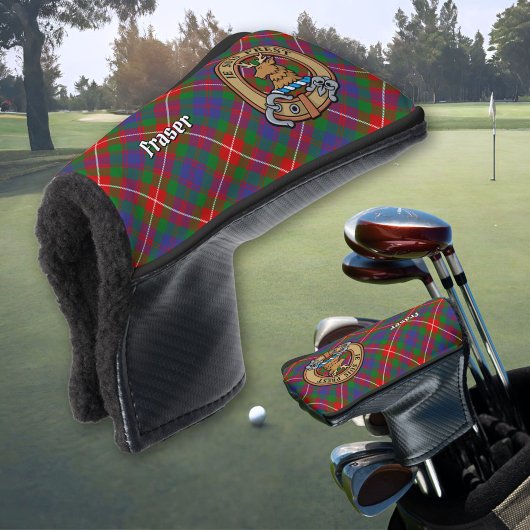 Clan Fraser van Lovat Crest over Tartan Golfheadcover