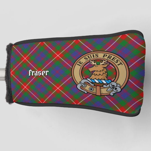 Clan Fraser van Lovat Crest over Tartan Golfheadcover (Voorkant)