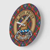 Clan Fraser van Lovat Crest over Tartan Grote Klok (Hoek)