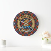 Clan Fraser van Lovat Crest over Tartan Grote Klok (Huis)