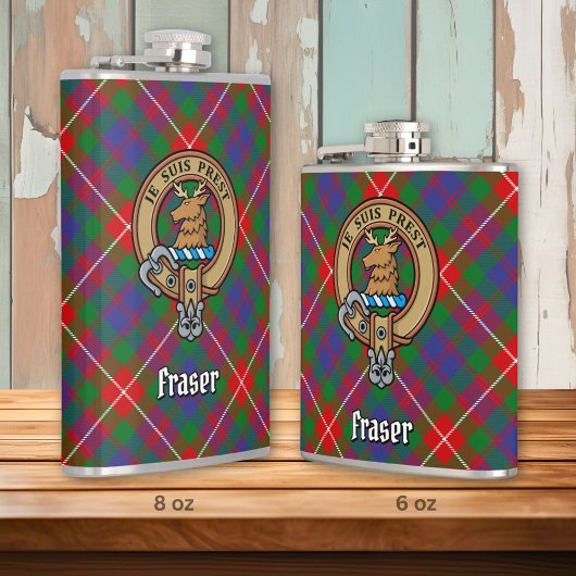 Clan Fraser van Lovat Crest over Tartan Heupfles