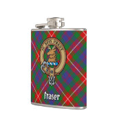 Clan Fraser van Lovat Crest over Tartan Heupfles (Links)