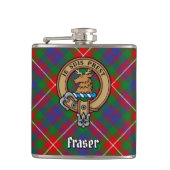 Clan Fraser van Lovat Crest over Tartan Heupfles (Voorkant)