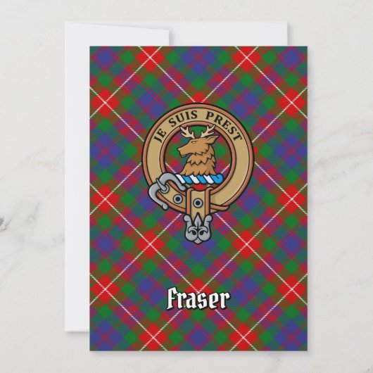 Clan Fraser van Lovat Crest over Tartan Kaart (Achterkant)