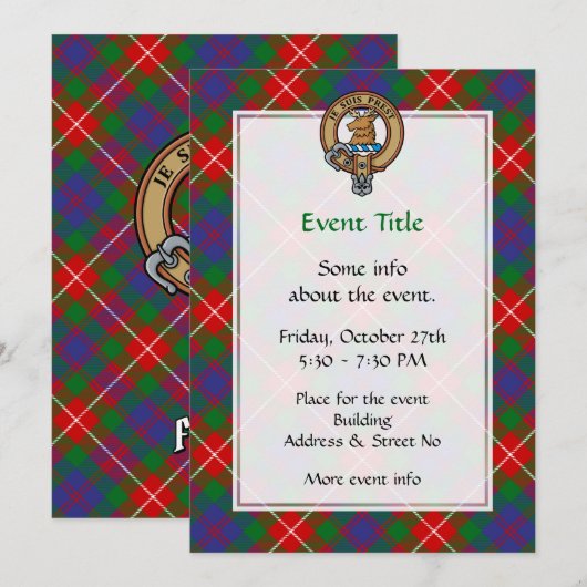 Clan Fraser van Lovat Crest over Tartan Kaart (Voorkant / Achterkant)