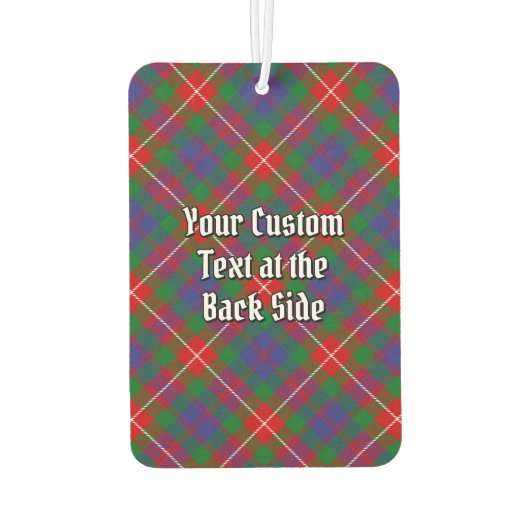 Clan Fraser van Lovat Crest over Tartan Luchtverfrisser (Achterkant)