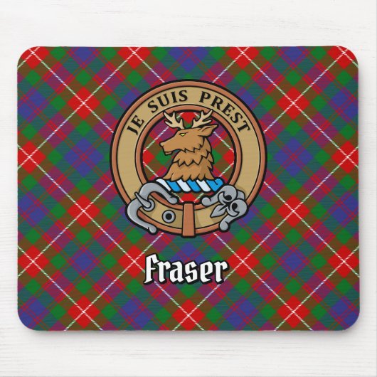 Clan Fraser van Lovat Crest over Tartan Muismat (Voorkant)