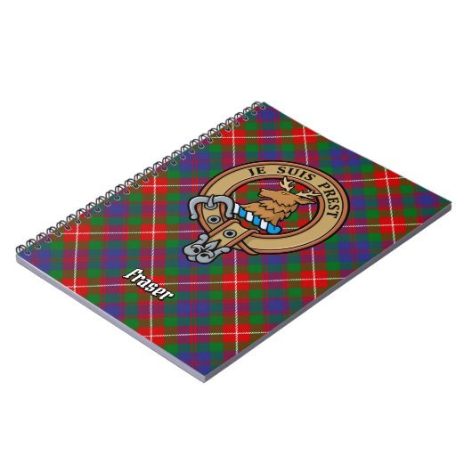 Clan Fraser van Lovat Crest over Tartan Notitieboek (Linkerzijde)