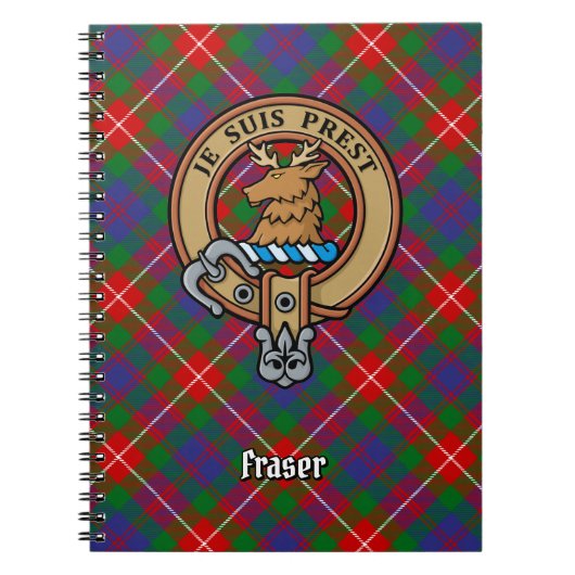 Clan Fraser van Lovat Crest over Tartan Notitieboek (Voorkant)