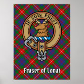 Clan Fraser van Lovat Crest over Tartan Poster (Voorkant)
