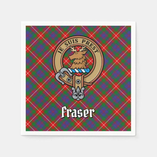 Clan Fraser van Lovat Crest over Tartan Servet (Voorkant)