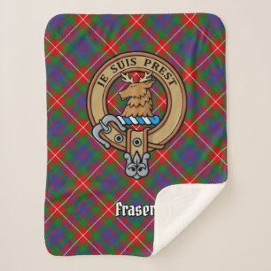 Clan Fraser van Lovat Crest over Tartan Sherpa Deken