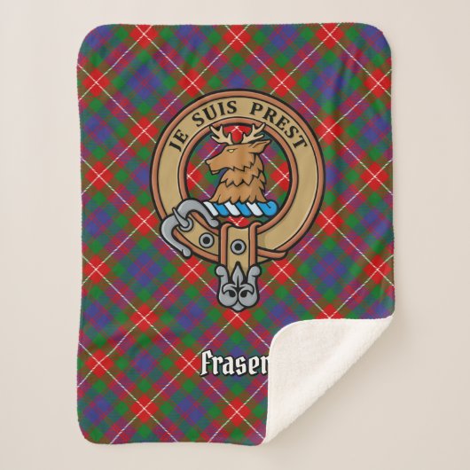 Clan Fraser van Lovat Crest over Tartan Sherpa Deken (Voorkant)