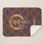 Clan Fraser van Lovat Crest over Tartan Sherpa Deken (Voorkant (horizontaal))