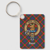 Clan Fraser van Lovat Crest over Tartan Sleutelhan Sleutelhanger (Voorkant)