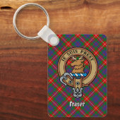 Clan Fraser van Lovat Crest over Tartan Sleutelhan Sleutelhanger (Voorkant)
