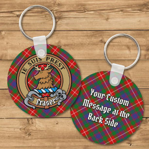 Clan Fraser van Lovat Crest over Tartan Sleutelhanger