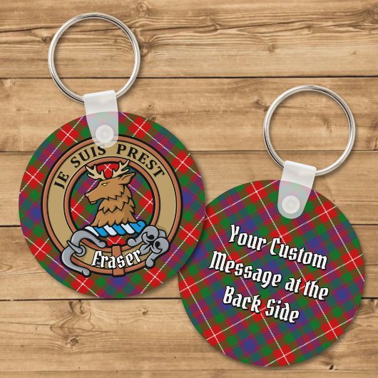 Clan Fraser van Lovat Crest over Tartan Sleutelhanger