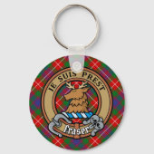 Clan Fraser van Lovat Crest over Tartan Sleutelhanger (Voorkant)