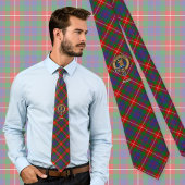Clan Fraser van Lovat Crest over Tartan Stropdas