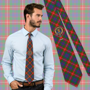 Clan Fraser van Lovat Crest over Tartan Stropdas