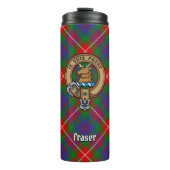 Clan Fraser van Lovat Crest over Tartan Thermosbeker (Voorkant)