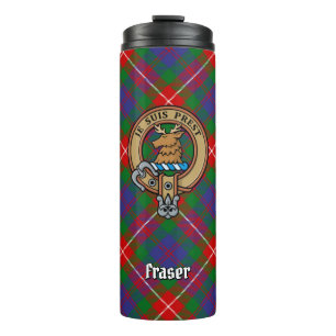 Clan Fraser van Lovat Crest over Tartan Thermosbeker
