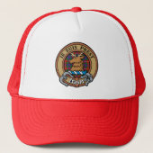 Clan Fraser van Lovat Crest over Tartan Trucker Ha Trucker Pet (Voorkant)